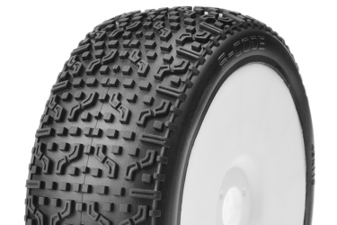 S-CODE - 1/8 Buggy Tires Mounted - CR-1 (Medium) Racing Compound - White Rims - 1 Pair