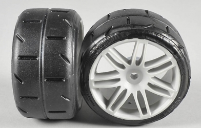 Tires type S3 glued on white rims, 2 Pcs.