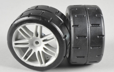 Tires type S1 glued on white rims, 2 Pcs.