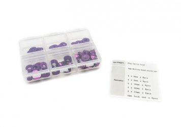 WASHER AND NUT BOX SET PURPLE ANODIZED (60PCS).