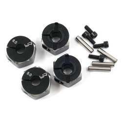 Aluminum Hex Adaptor Set 12X8mm Black For 1/10 RC Touring Drift Crawler