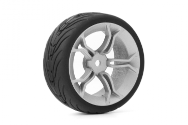 Spec T MS Wheel Offset 3 Silver w/Tire 4ks pro 1/10 Silniční