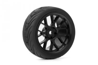 Spec T CS Wheel Offset 3 Black w/Tire 4ks pro 1/10 Silniční