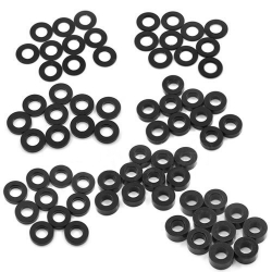 Aluminum M3 X 6mm Flat Washer 0.25 / 0.5 / 1 / 1.5 / 2 / 2.5 / 3mm 10pcs Set Black